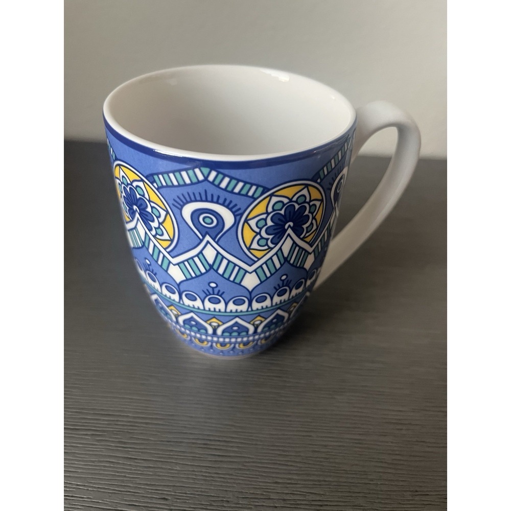 Vancasso Blue and Yellow Porcelain Coffee Mug Tea Cup 10 oz